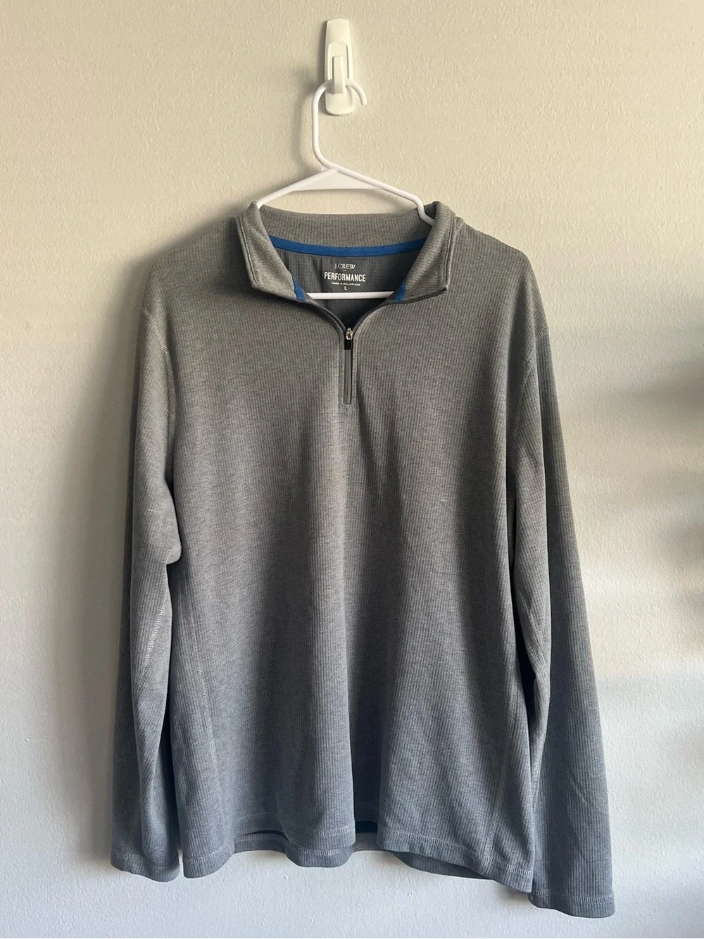 J.Crew Performance Quarter Zip Pullover Gray Knit Long Sleeve Men's L